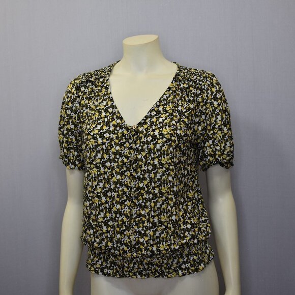 MICHAEL KORS V NECK FLORAL PRINT TOP SM - Picture 1 of 5